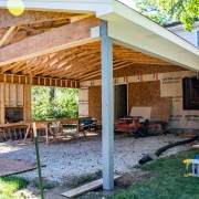 Construction phase of outdoor living room