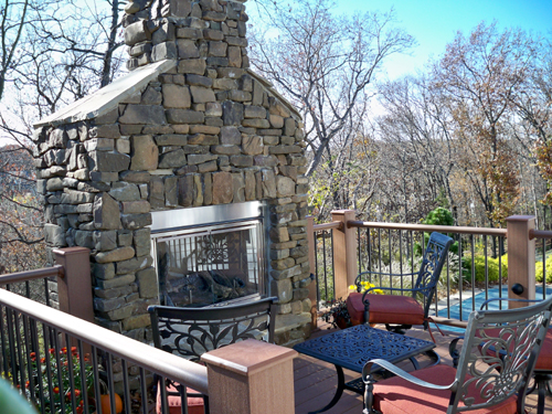 fireplace that gives this deck a cozy feel