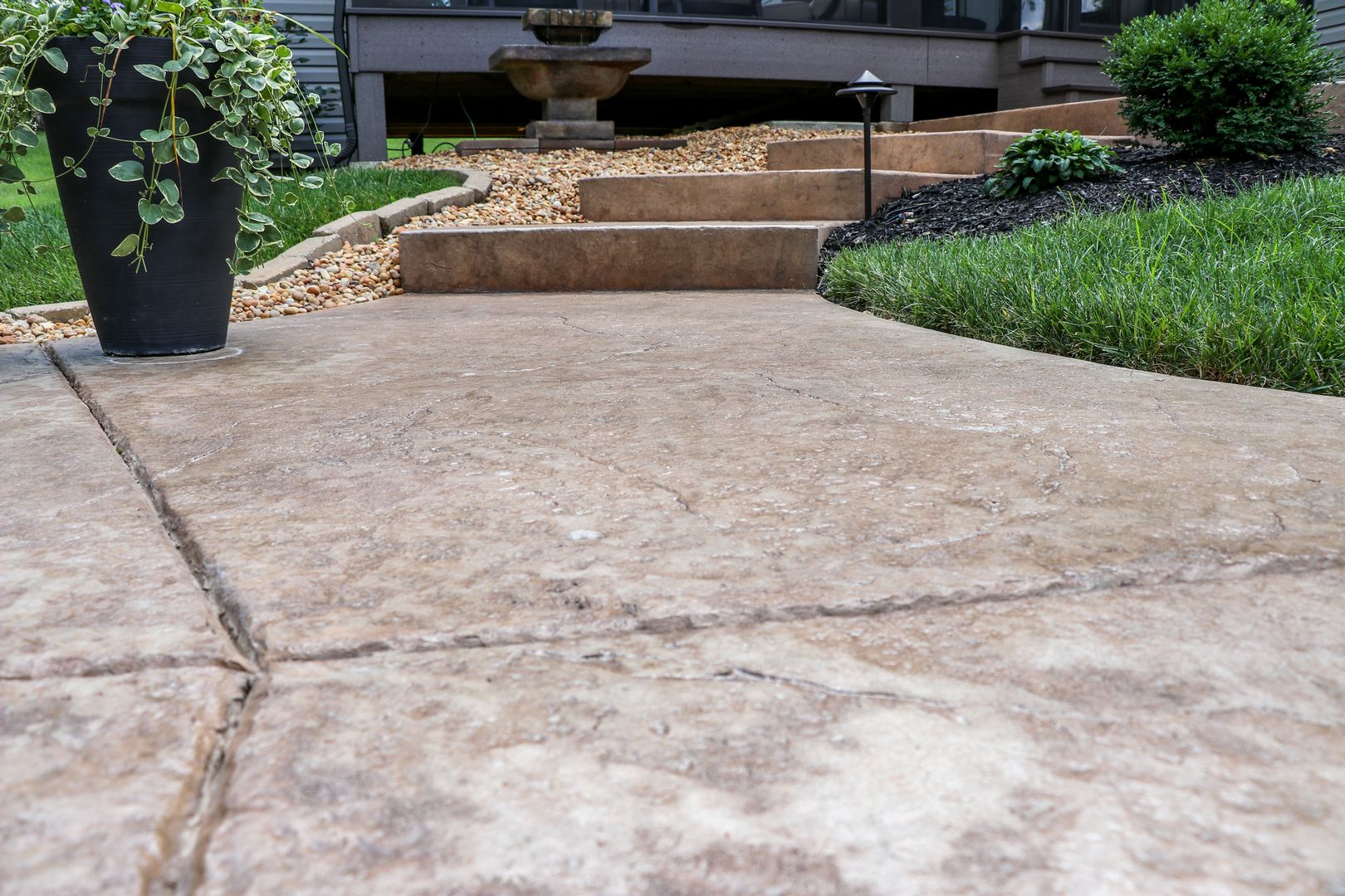 custom stamped concrete and stairs