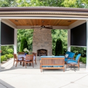 outdoor room with retractable solar screens
