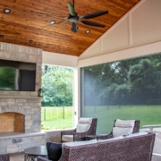retractable screen wall on a pool house