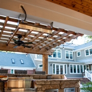 Outdoor grill with pergola