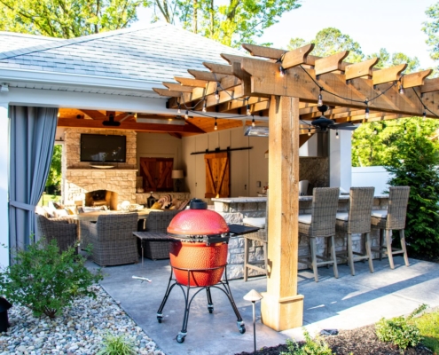 Custom Pergola on a pool house