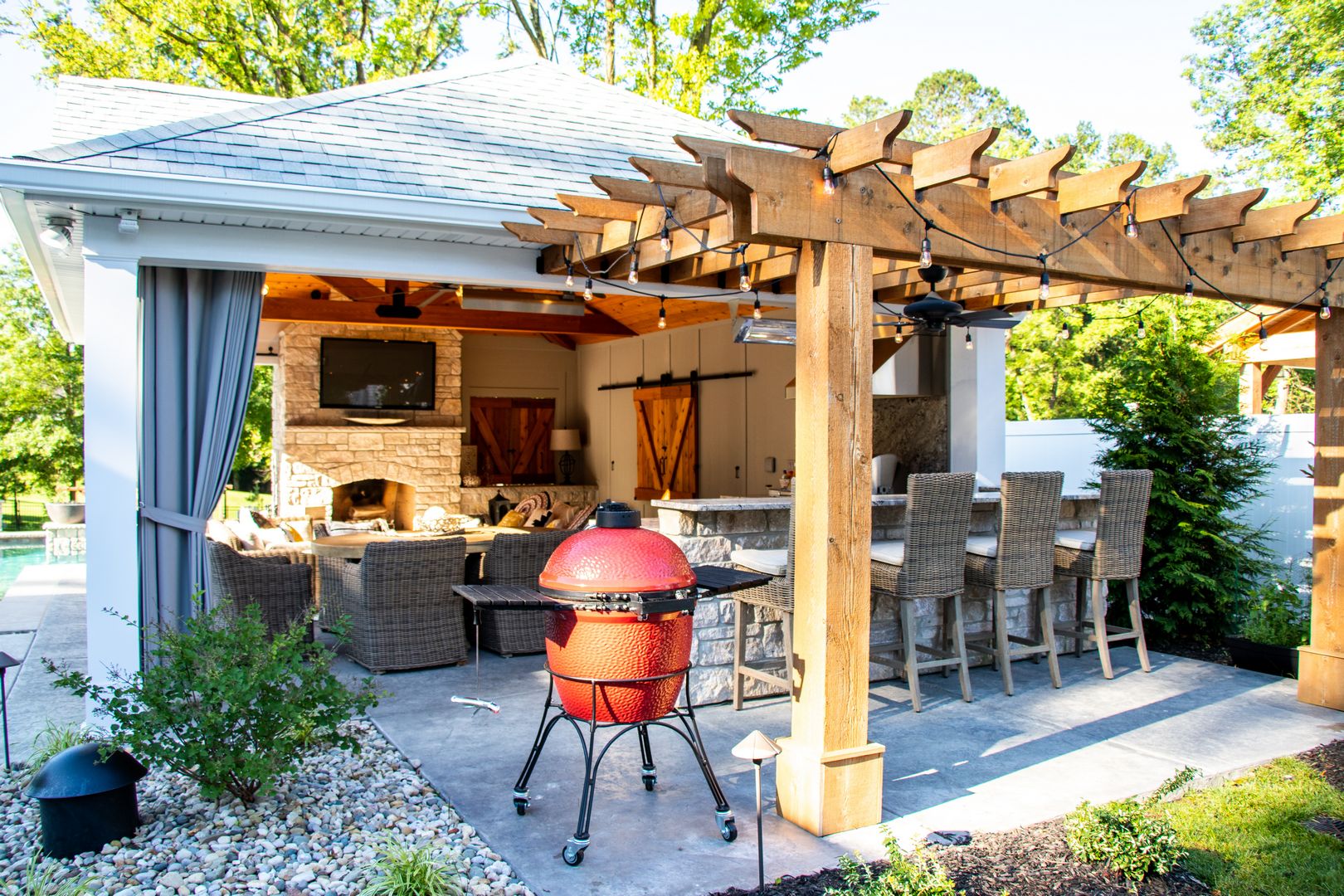 Custom Pergola on a pool house