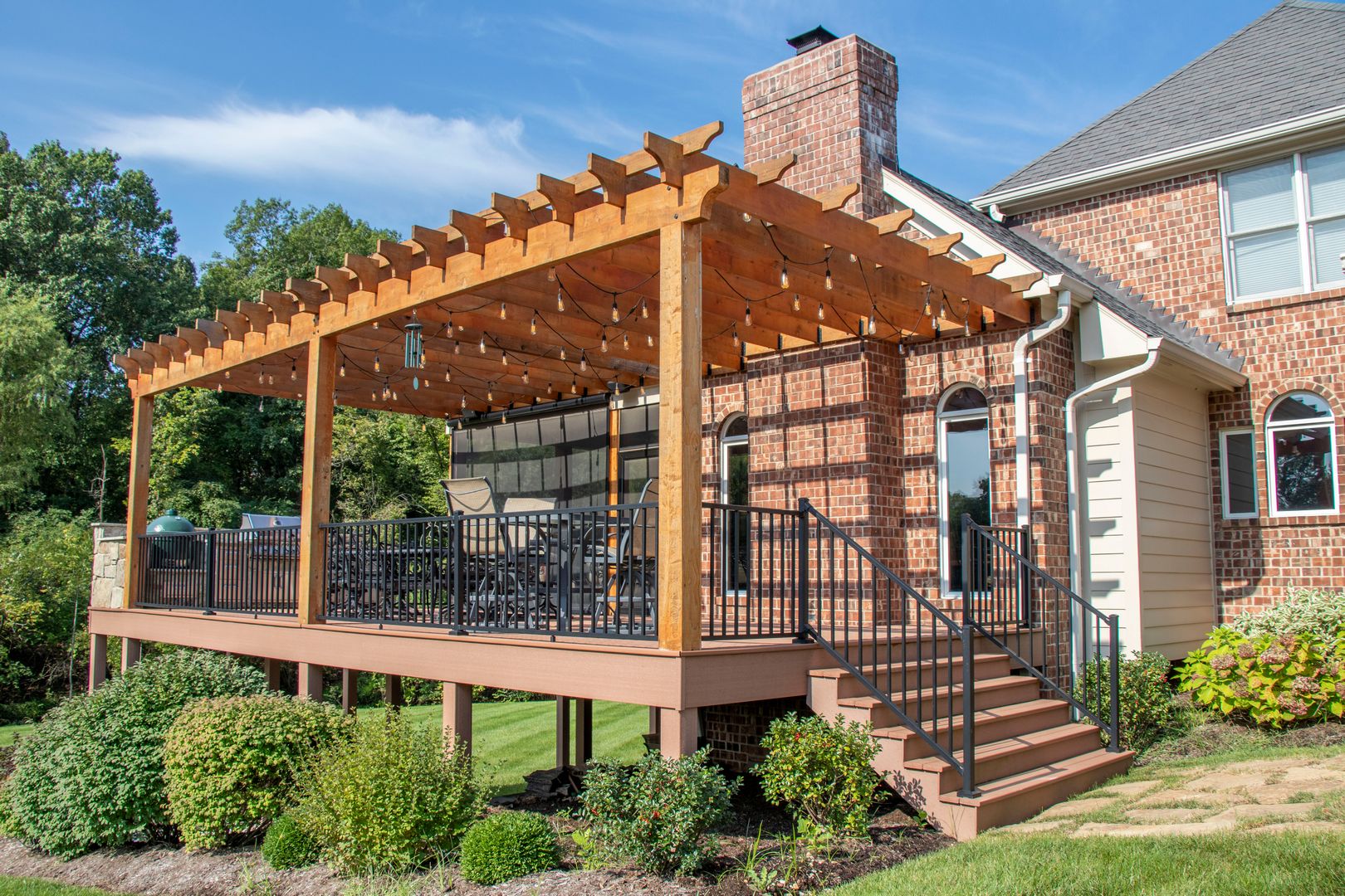 pergola located on a deck addition