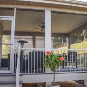 outdoor screen room with a patio