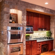 Harvest snap stone added into an existing kitchen to tie stone features throughout the whole house