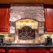 Harvest snap stone added into an existing kitchen to tie stone features throughout the whole house