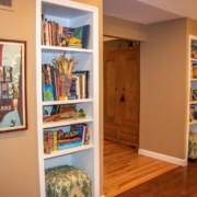 Built in bookshelves added into an existing homes main floor living room