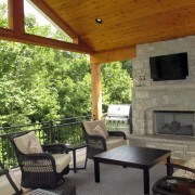 Outdoor room with fireplace