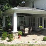Outdoor room with tapered columns