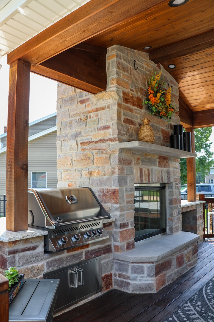 outdoor room fireplace and grill to disconnect with technology in