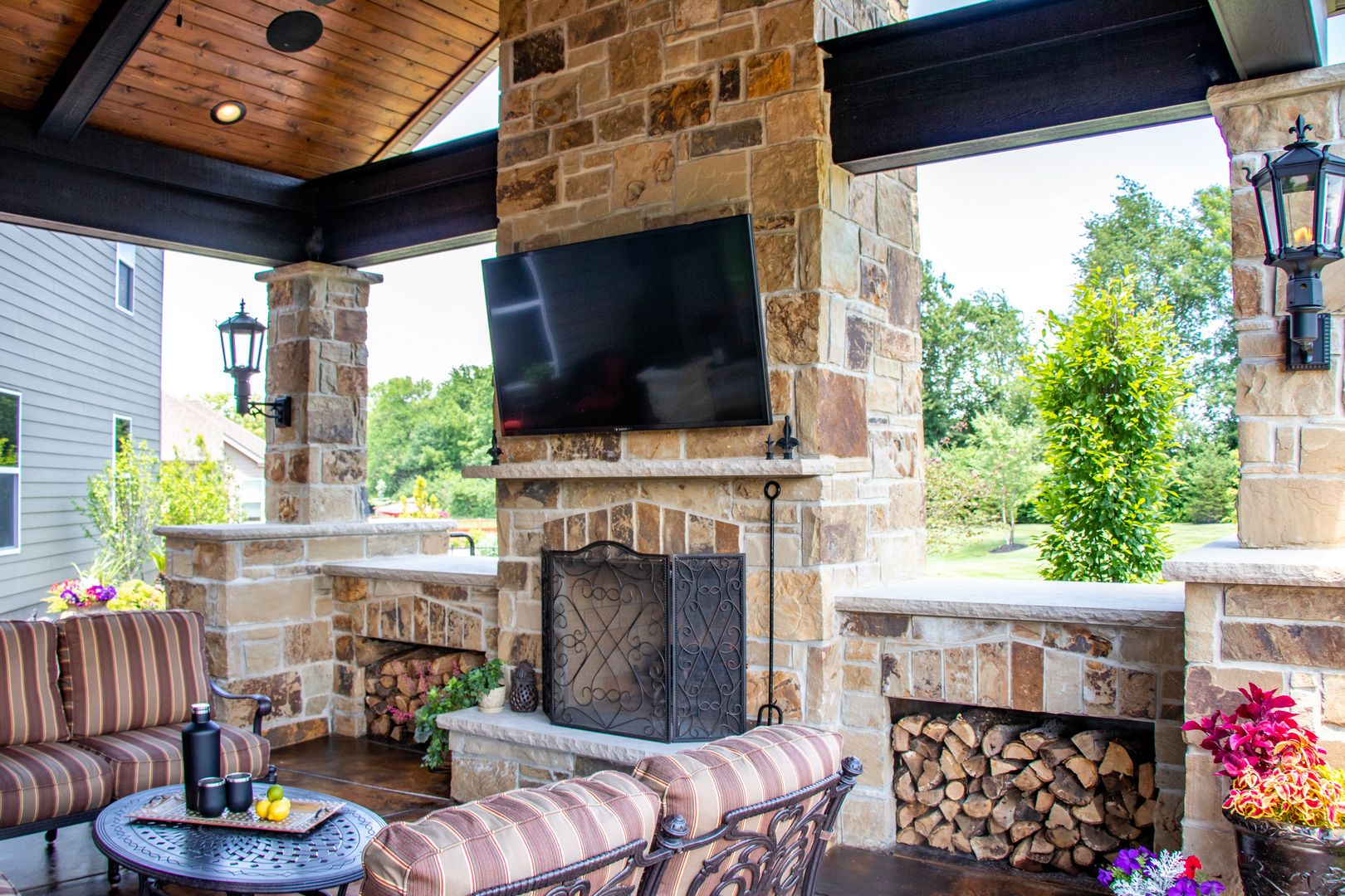 wood burning fireplace