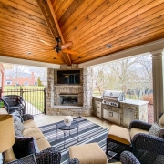 corner fireplace in outdoor room