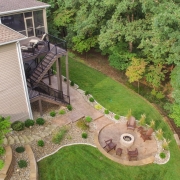 beautiful firepit area - drone view