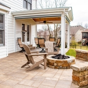 Custom firepit on a paver patio