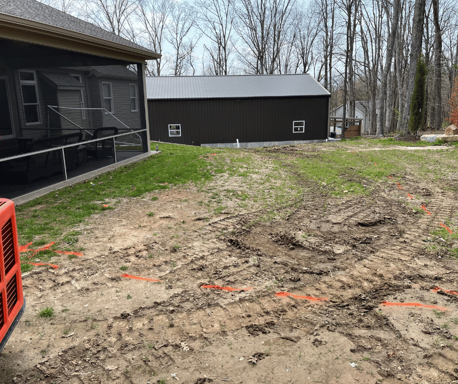 before photo of a private pool and pool house oasis