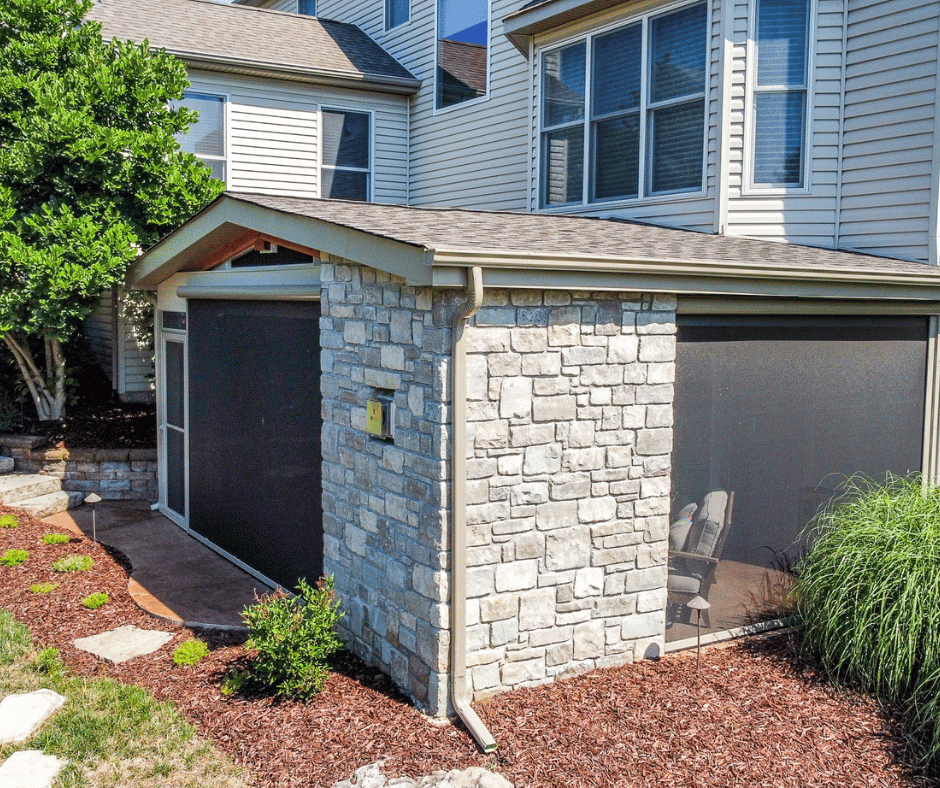 after photo of the beautiful stone featured outdoor room